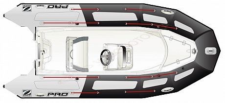 Лодка надувная ZODIAC PRO 500 TOURING ПВХ ( черно-серые баллоны, белый корпус )
